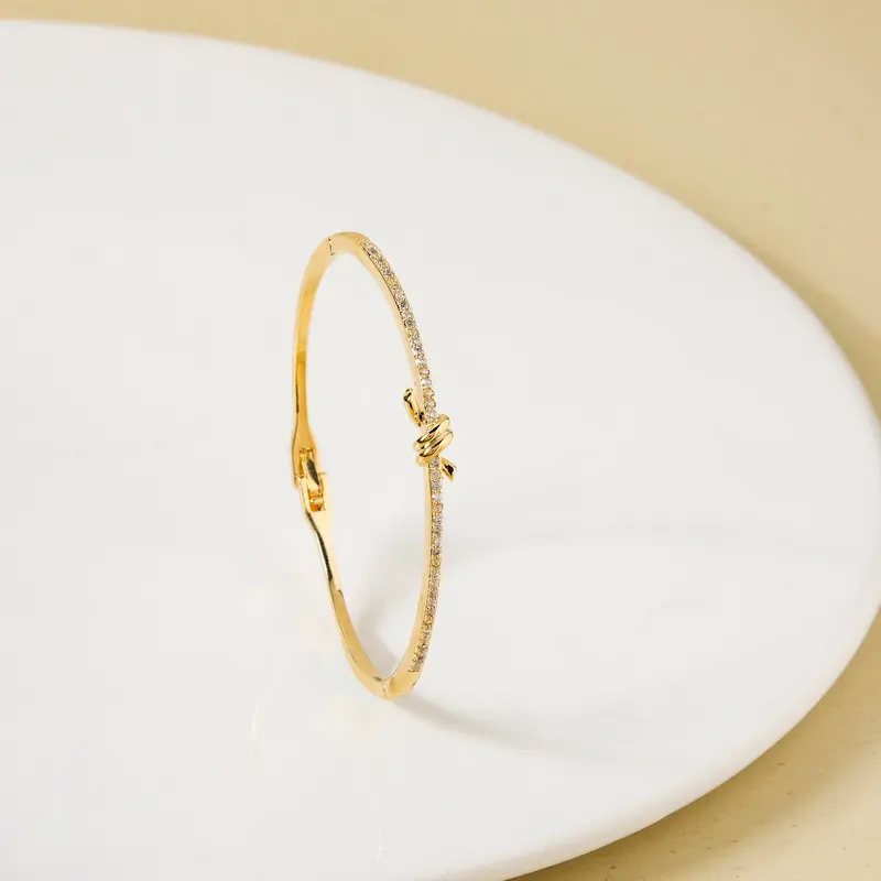 Textured Knotted Gold Cuff Bracelet 1