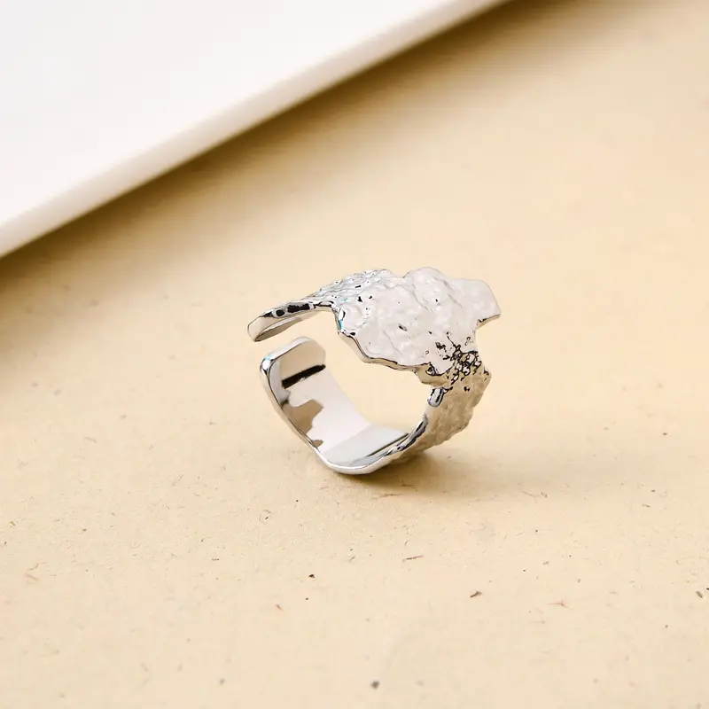 Textured Terrain-Inspired Silver Statement Ring 1