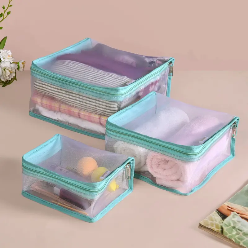 Travel-Sized Aqua Green Organiser Bag Set (3-Piece) 1