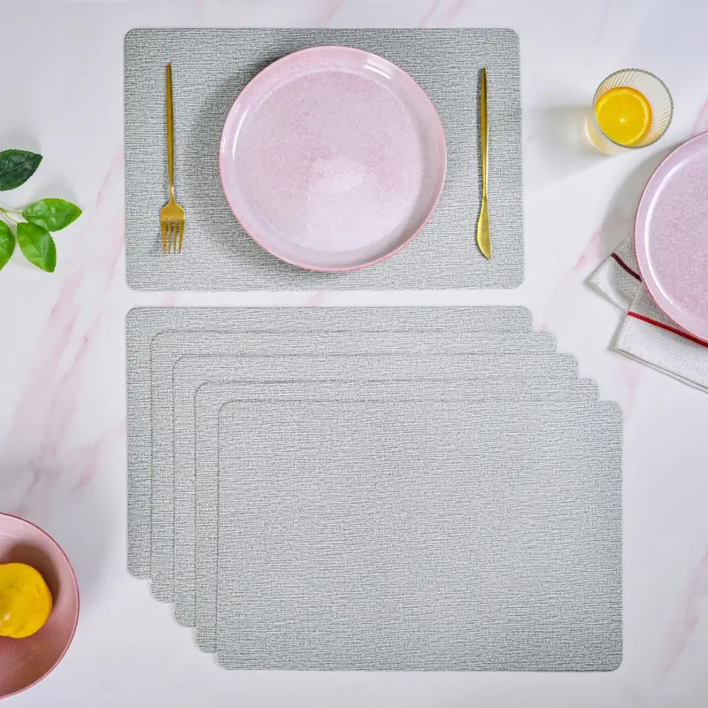 Treewood Grey Placemats – Contemporary 6-Pack Table Mat Collection 1
