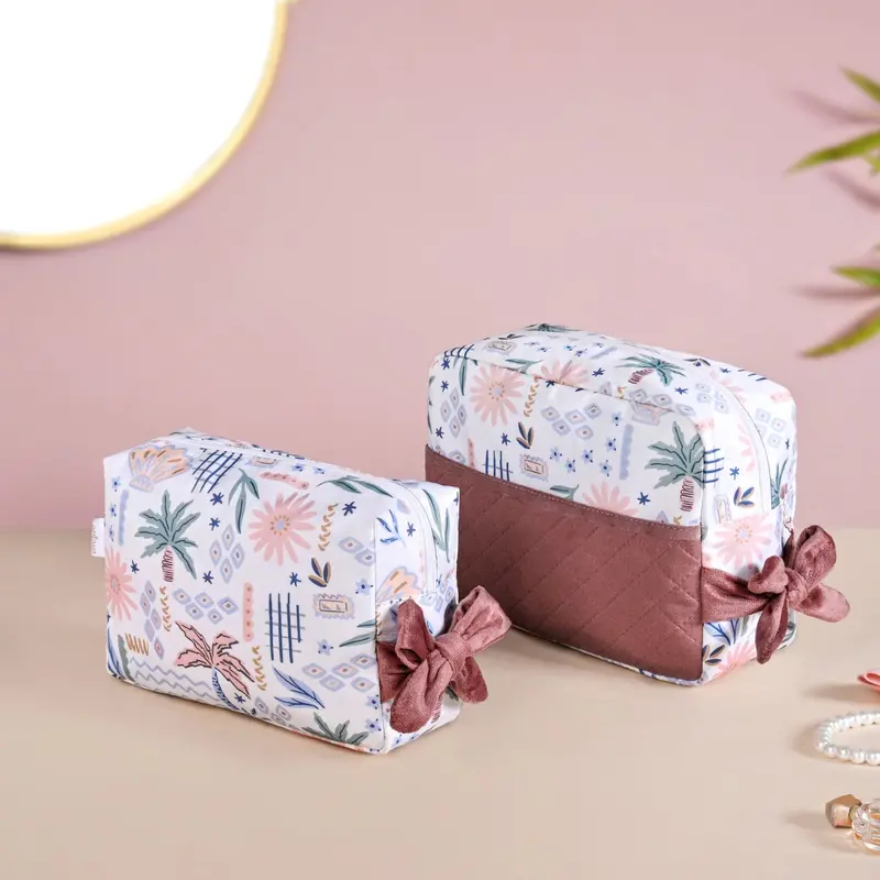 Tropical Print Toiletry Kit Set – Dual Travel Bags 1