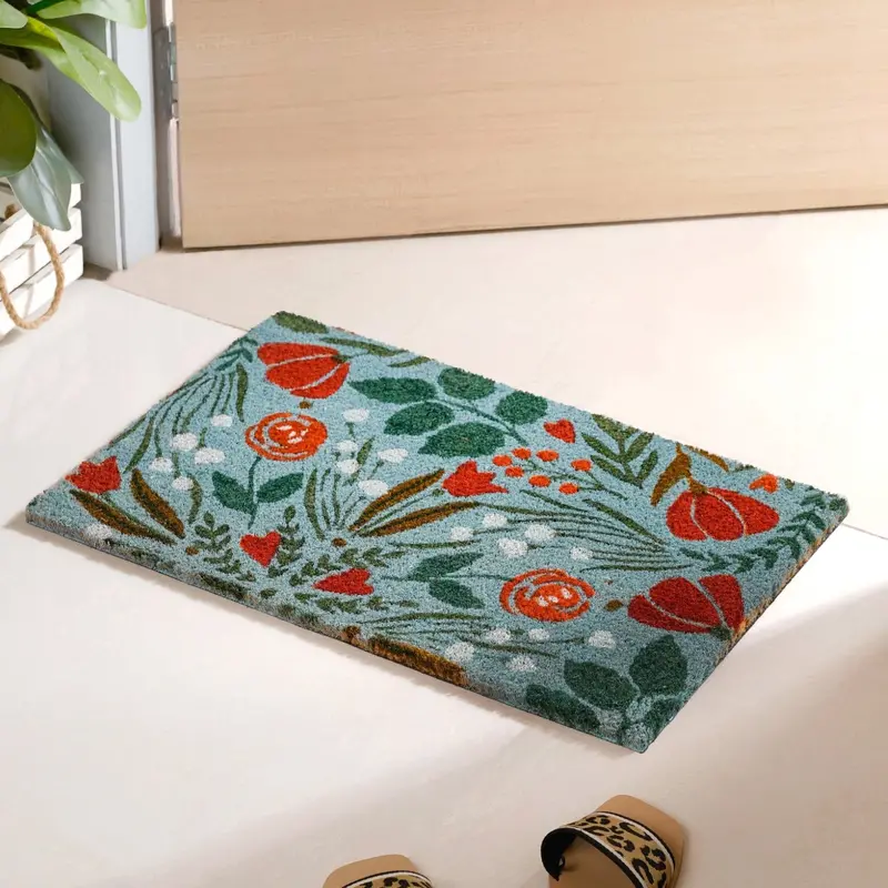 Tulip And Rose Motif Coir Floor Mat – 24X16 Inch 1