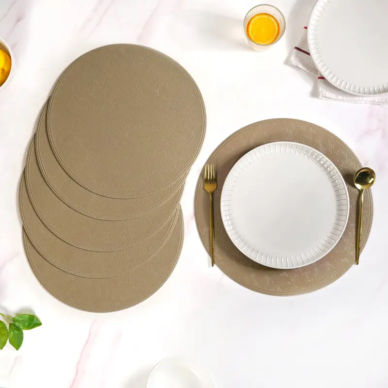 Tuscany Brown Round Placemats – Mediterranean-Inspired Set Of 6 1