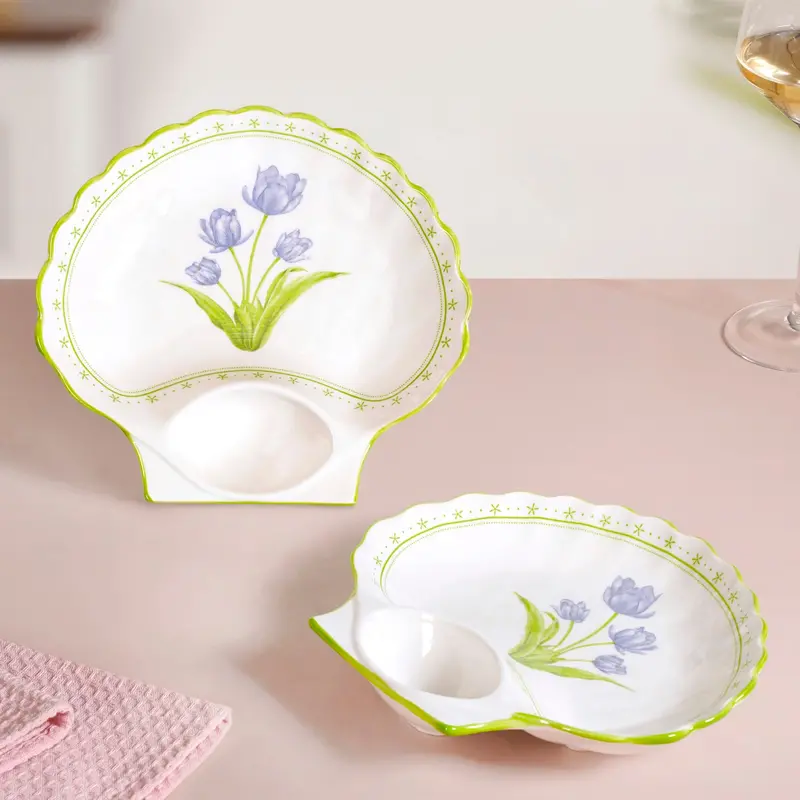 Tuscany-Inspired Ceramic Section Plates – Elegant 2-Piece Set 1