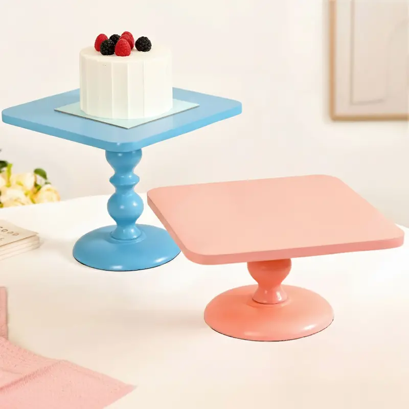 Two-Tier Colour Pop Square Cake Stand – Peach & Blue Finish 1