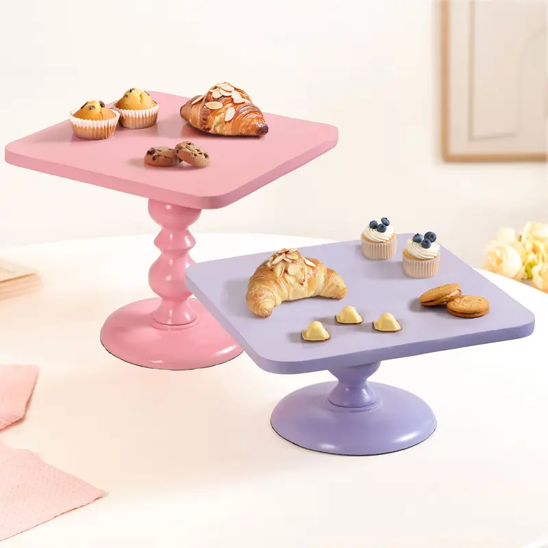 Two-Tier Colour Pop Square Cake Stand – Pink & Lilac Palette 1