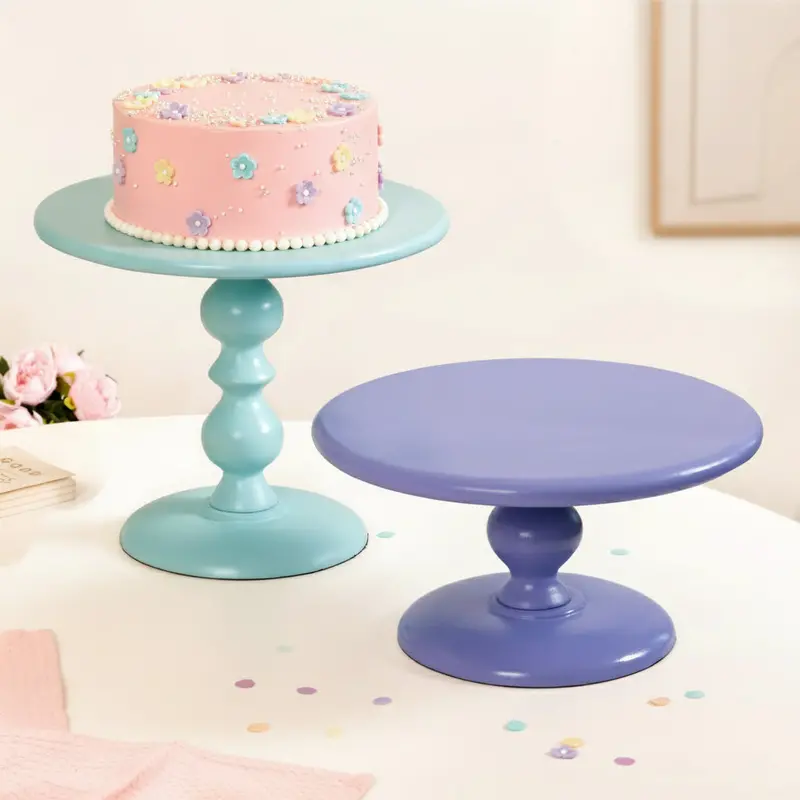 Two-Tier Sugar Pop Cake Stand – Purple & Blue Design 1