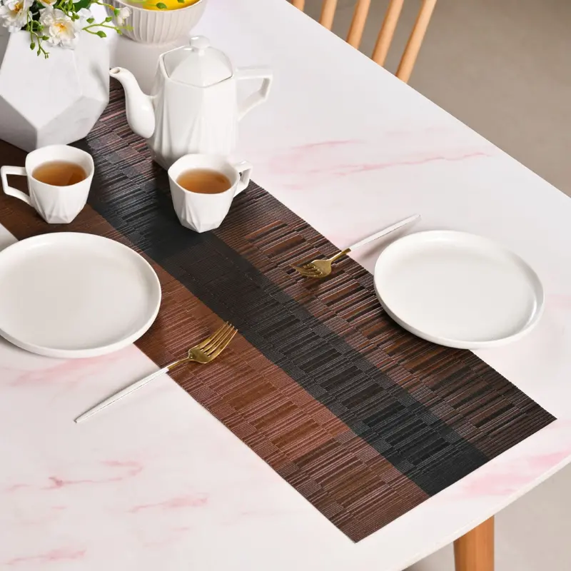 Urban Stripes Reversible Brown Table Runner – 180 × 30 Cm 1