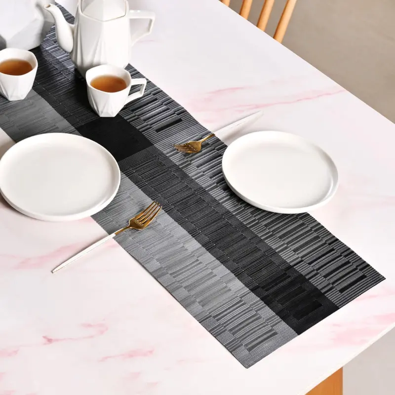 Urban Stripes Reversible Grey Table Runner – 180 × 30 Cm 1