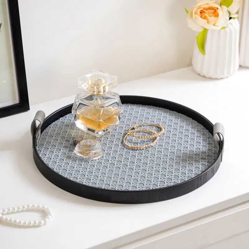 Urban Weave Grey Round Multipurpose Decorative Tray 1