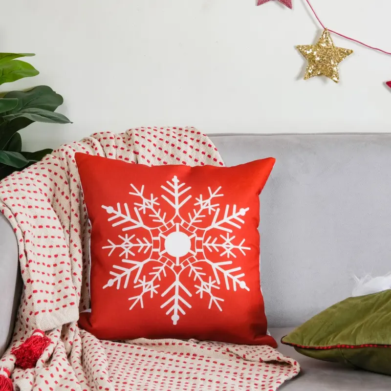 Velvet Christmas Snowflake Cushion Cover – 16" X 16" 1