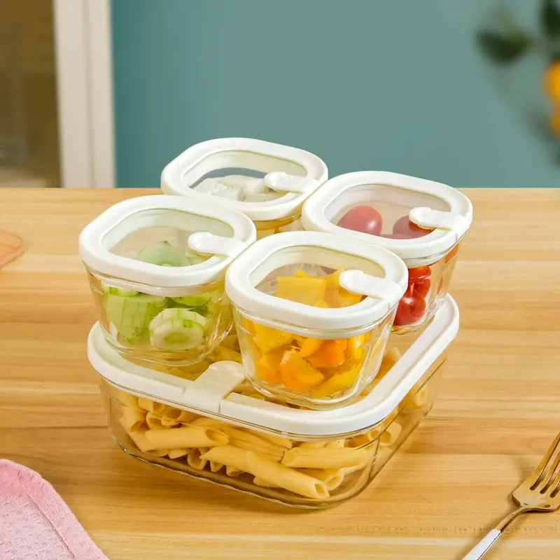 Vento Airtight Food Container Set – 5-Piece, Cream, 1320Ml Total 1