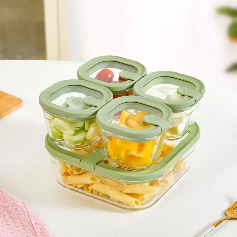 Vento Airtight Food Container Set – 5-Piece, Sage Green, 1320Ml Total 1