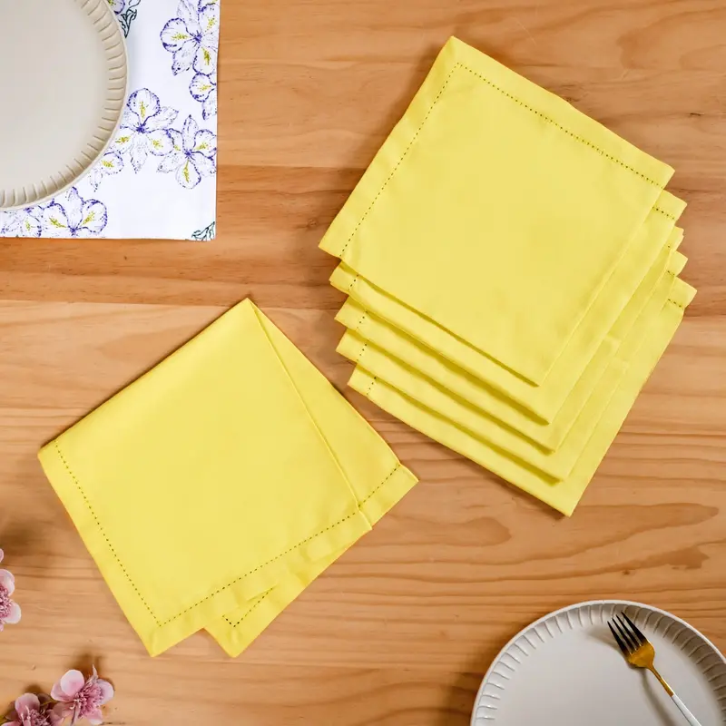Verde Solid Yellow Cotton Napkins – Set Of 6, Vibrant & Absorbent 1