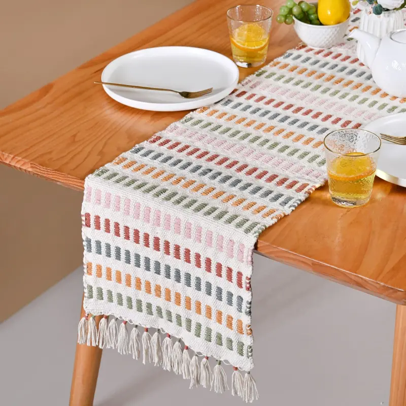 Vibrant Multicolored Cotton Table Runner – 180 × 33 Cm 1