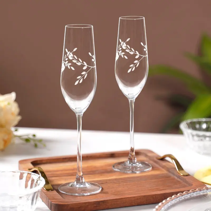 Vinea Etched Champagne Glasses – Set Of 2, 180Ml 1