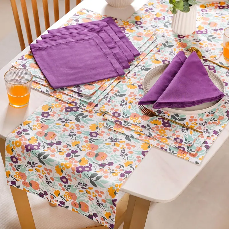 Viola Full Table Linen Set: Runner, Napkins, And Placemats 1