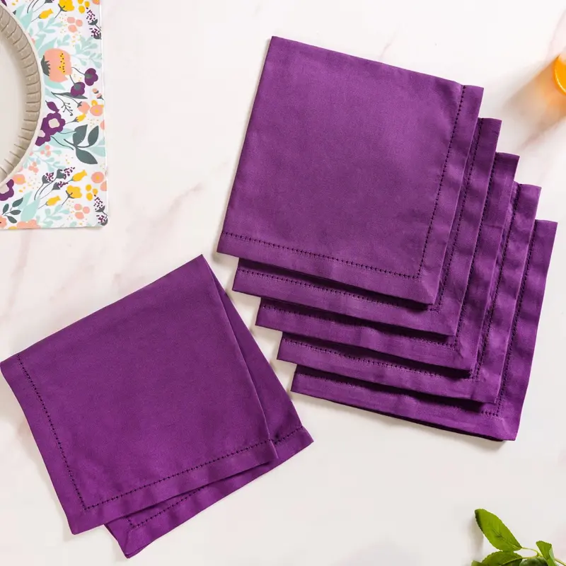 Viola Linen Napkin Set – Soft Cotton Blend, Pack Of 6 1