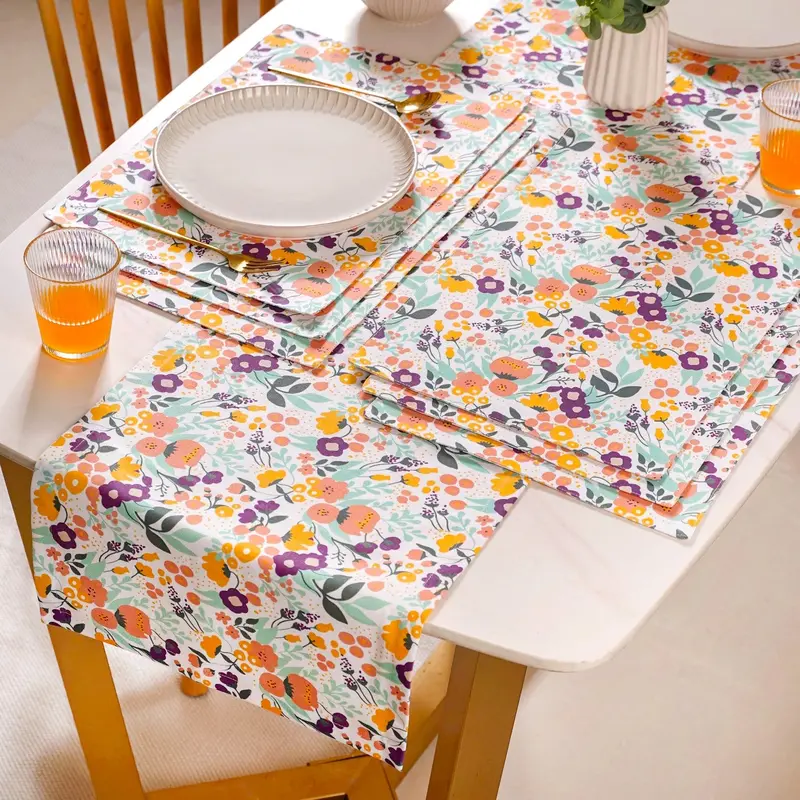Viola Linen Runner & Placemat Combo – 7-Piece Ensemble 1