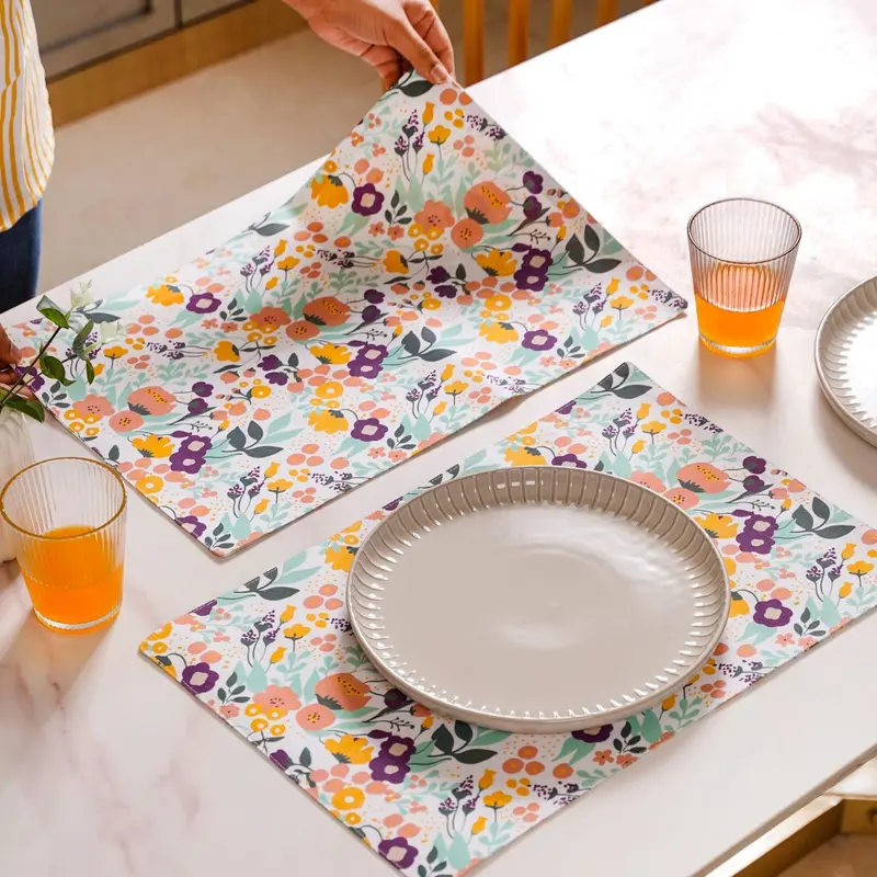 Viola Premium Placemat Set – Natural Linen Texture, 6-Pack 1