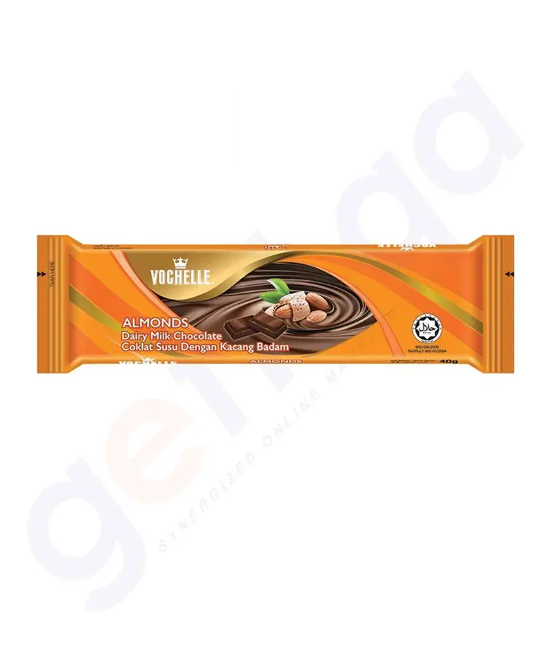 Vochelle Almond Chocolate Block – 40G Indulgent Bar 1