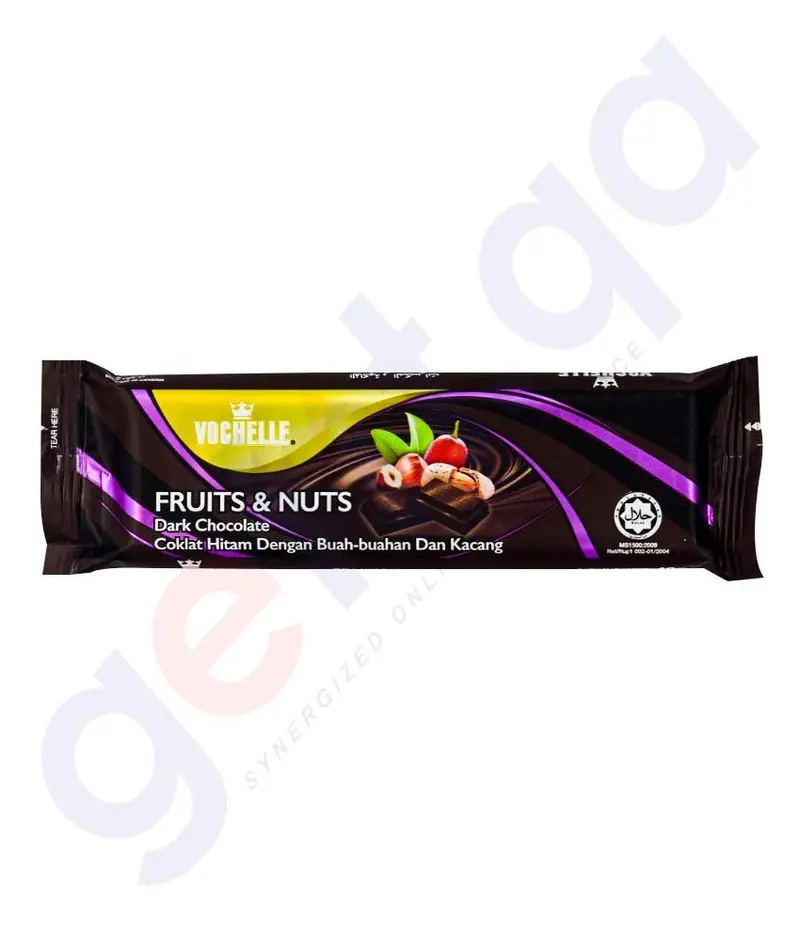 Vochelle Dark Chocolate Fruit & Nut Block – 40G 1