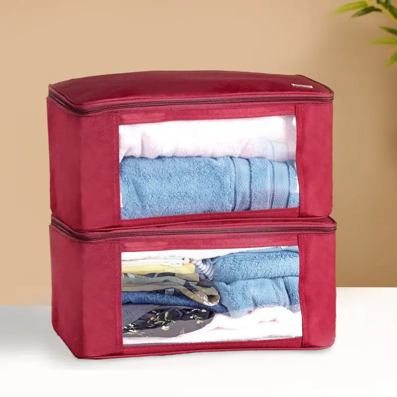 Waterproof Maroon Wardrobe Organiser Bags (2-Pack) 1