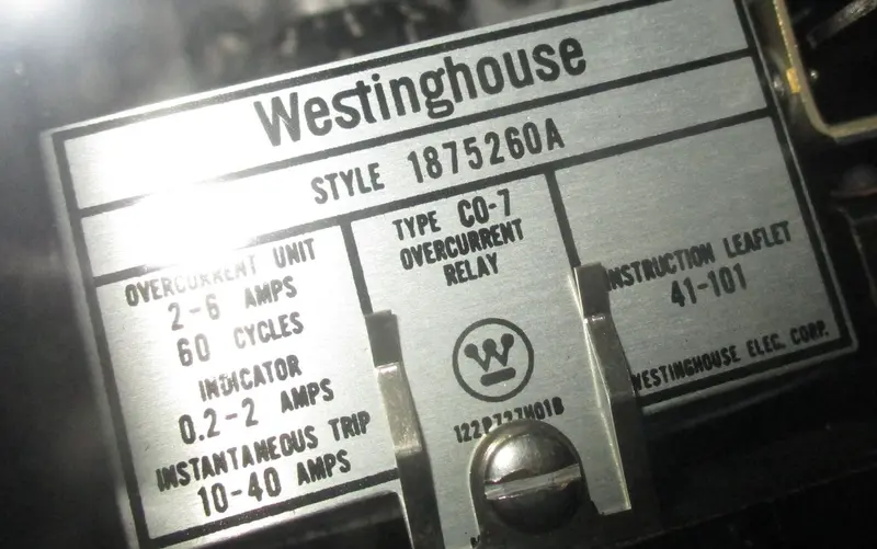 Westinghouse Co-7 Electromechanical Overcurrent Relay (1875260A) 1