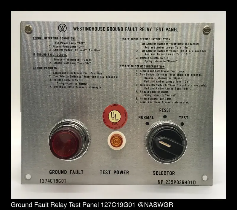 Westinghouse Ground Fault Relay Test Panel – Model 1274C19G01 (120Vac) 1