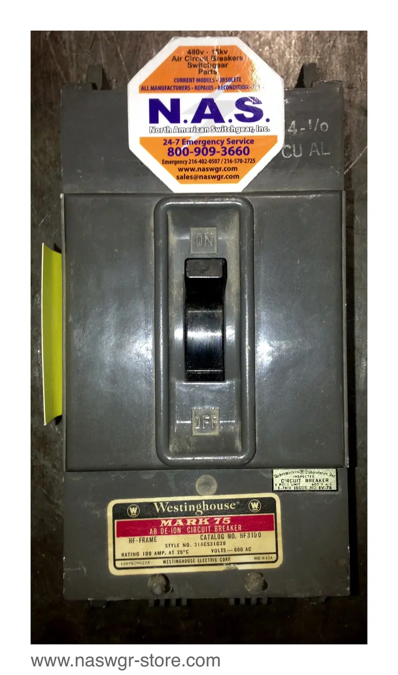 Westinghouse Hf3100 Molded Case Circuit Breaker – 100-Amp, 3-Pole, High-Interrupting 1