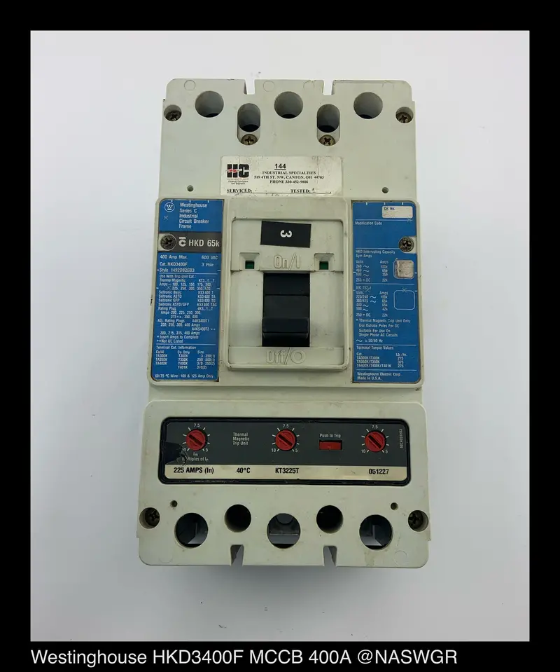 Westinghouse Hkd3400F Molded Case Circuit Breaker – 225A Trip Rating 1
