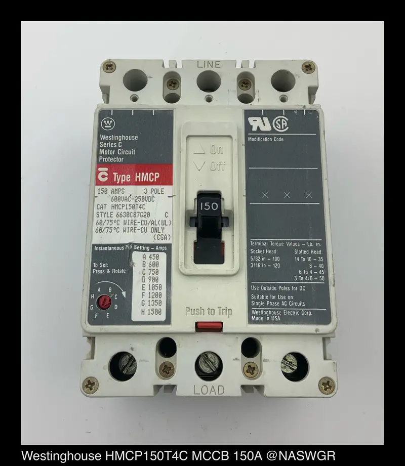 Westinghouse Hmcp150T4C Motor Circuit Protector – 150A Thermal-Magnetic, 4-Pole 1