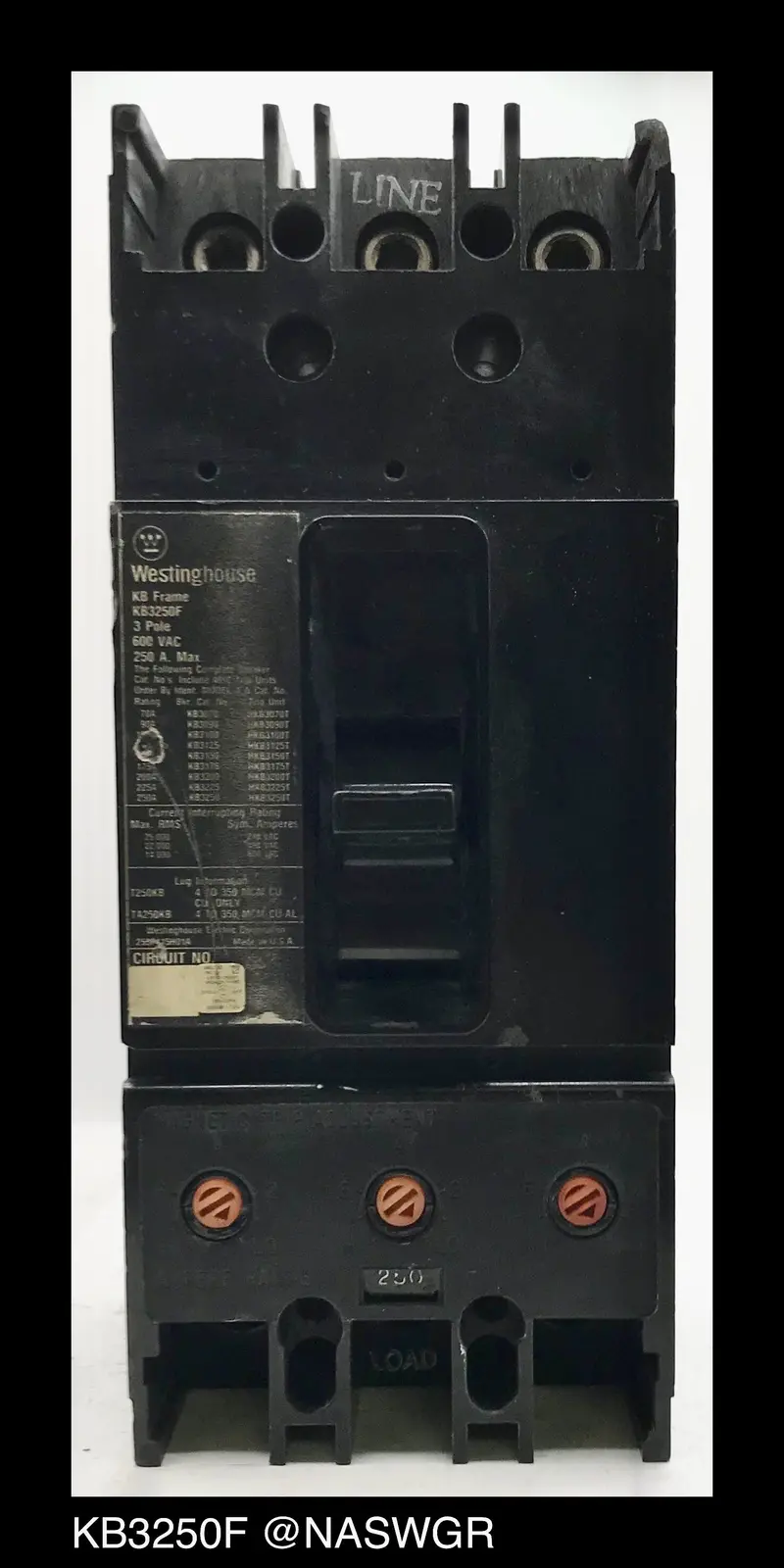 Westinghouse Kb3250F Compact Molded Case Circuit Breaker – 250A Capacity 1
