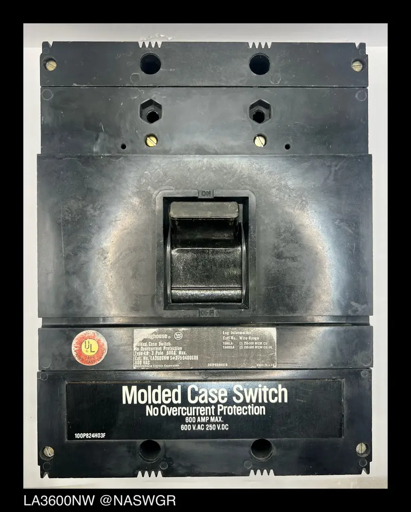 Westinghouse La3600Nw 600A Molded Case Disconnect Switch 1