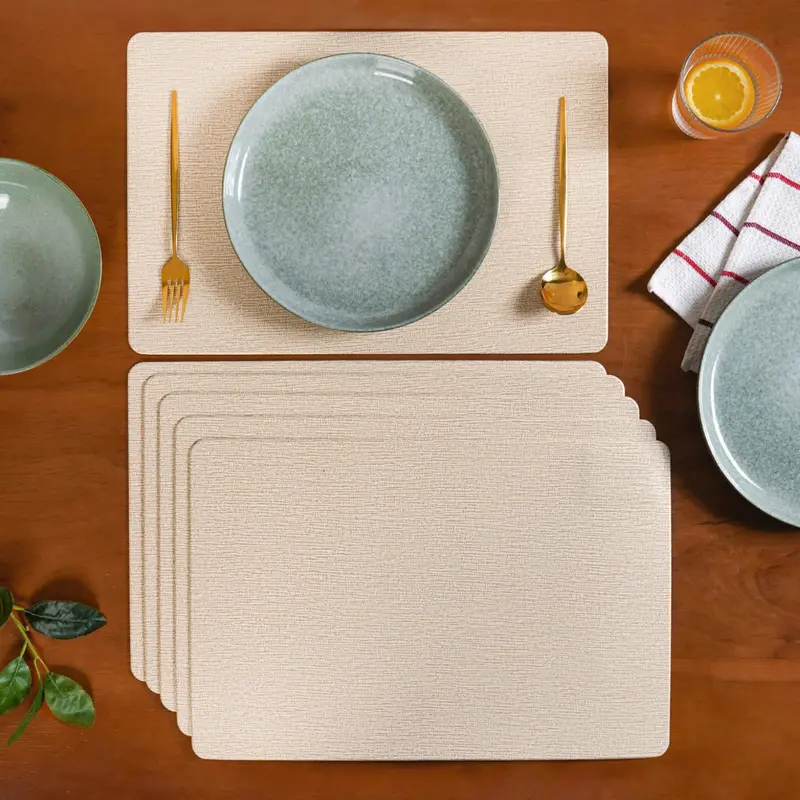 Wood-Grain Texture Placemats – Natural-Look 6-Pack Table Mats 1