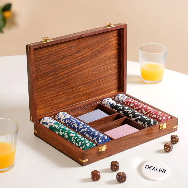 Wooden Box Poker Night Essentials Kit – Complete Game Set 1
