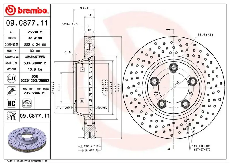 Brembo 09C87711C02 High-Performance Brake Rotor – Direct Oe Replacement 1