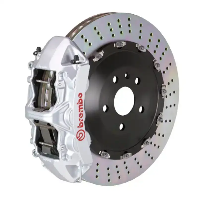 Brembo Front Gt Bbk For 2023 Volkswagen Tiguan R (Mk2) – 6-Piston Calipers With 405X34Mm Two-Piece Drilled Rotors (Silver) 1