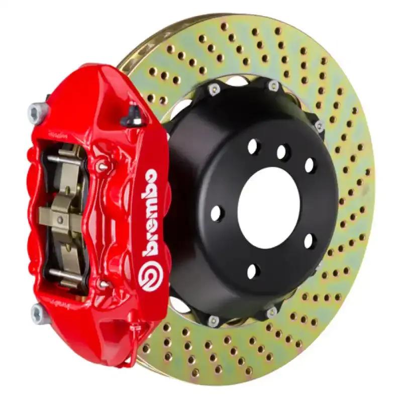 Brembo Rear Gt Big Brake Kit For Porsche Panamera – 4-Piston Calipers With 380X28Mm Drilled Two-Piece Rotors (Red Finish) 1