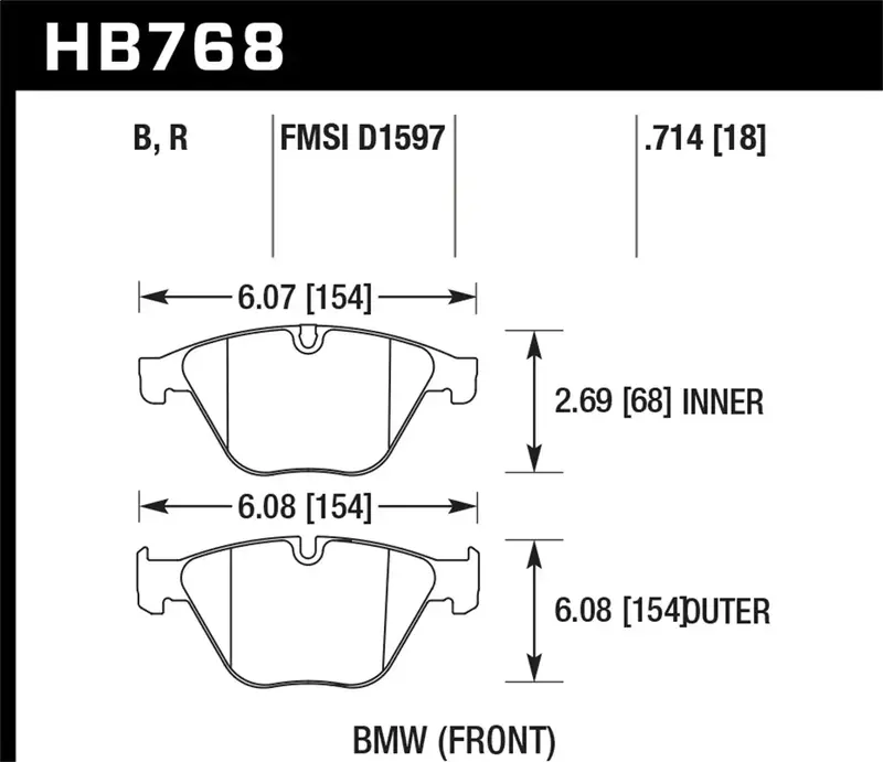Hawk Hps 5.0 High-Performance Brake Pads – Hb768B.714 Front Disc Set 1