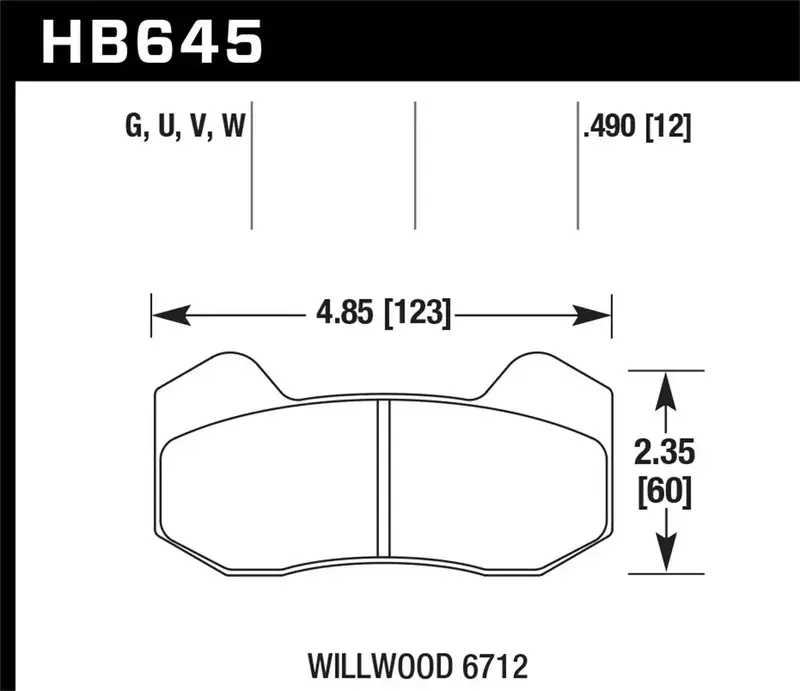 Hawk Performance Hb645U.490 Dtc-70 Brake Pads – 0.490" Thickness, Designed For Wilwood 6712 Calipers 1