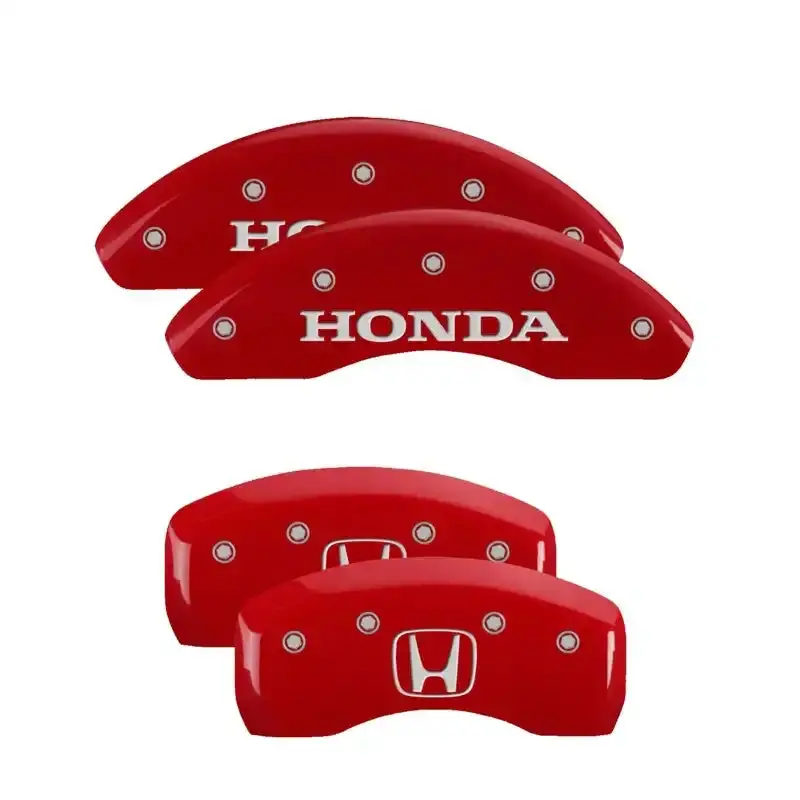 Mgp Honda-Specific Caliper Covers — Front Engraved, Rear Cr-V Styled, Red & Silver Chrome 1
